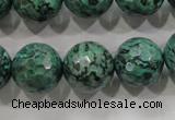 CPT218 15.5 inches 16mm faceted round green picture jasper beads