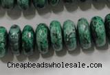 CPT224 15.5 inches 7*15mm faceted rondelle green picture jasper beads