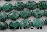 CPT237 15.5 inches 10*14mm faceted oval green picture jasper beads