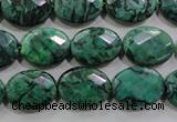 CPT238 15.5 inches 12*16mm faceted oval green picture jasper beads