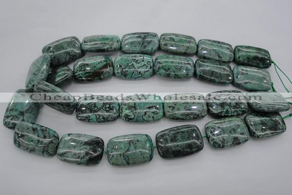 CPT315 15.5 inches 20*30mm rectangle green picture jasper beads