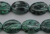 CPT319 15.5 inches 12*16mm oval green picture jasper beads