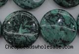 CPT332 15.5 inches 25mm flat round green picture jasper beads