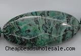 CPT341 15.5 inches 25*50mm faceted oval green picture jasper beads