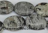 CPT356 15.5 inches 18*25mm oval grey picture jasper beads