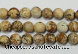 CPT502 15.5 inches 8mm faceted round picture jasper beads wholesale