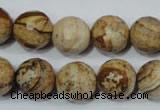 CPT505 15.5 inches 14mm faceted round picture jasper beads wholesale