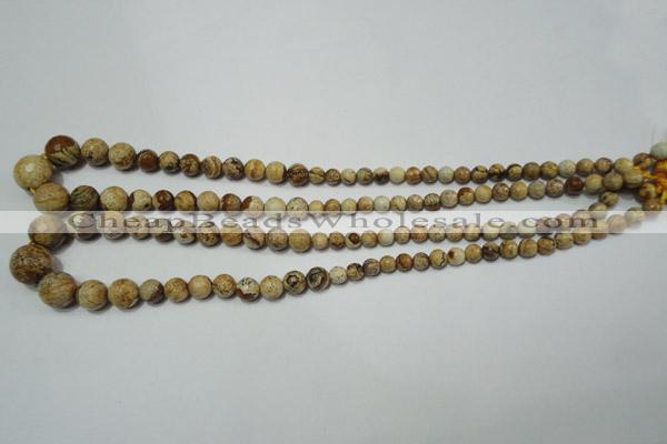 CPT510 15.5 inches 6mm – 14mm faceted round picture jasper beads