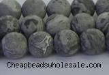 CPT572 15.5 inches 8mm round matte grey picture jasper beads