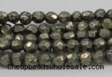 CPY04 16 inches 6mm faceted round pyrite gemstone beads wholesale