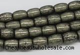 CPY09 16 inches 8*10mm drum-shaped pyrite gemstone beads wholesale