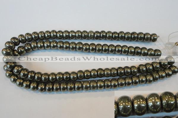 CPY102 15.5 inches 8*12mm rondelle pyrite gemstone beads wholesale