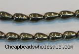 CPY131 15.5 inches 6*10mm teardrop pyrite gemstone beads wholesale