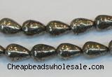 CPY132 15.5 inches 8*12mm teardrop pyrite gemstone beads wholesale