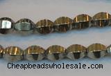 CPY142 15.5 inches 8*10mm rice pyrite gemstone beads wholesale