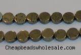 CPY151 15.5 inches 8mm coin pyrite gemstone beads wholesale