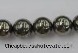 CPY206 15.5 inches 14mm round pyrite gemstone beads wholesale