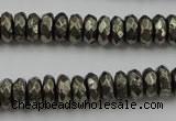 CPY216 15.5 inches 4*10mm faceted rondelle pyrite gemstone beads