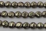 CPY220 15.5 inches 8mm flat round pyrite gemstone beads wholesale