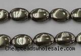 CPY232 15.5 inches 10*14mm oval pyrite gemstone beads wholesale