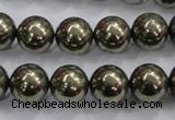 CPY25 16 inches 14mm round pyrite gemstone beads wholesale