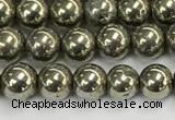 CPY260 15.5 inches 4mm round pyrite gemstone beads wholesale