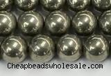 CPY261 15.5 inches 6mm round pyrite gemstone beads wholesale