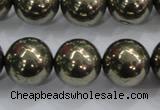 CPY28 16 inches 20mm round pyrite gemstone beads wholesale