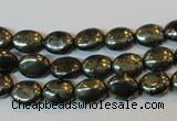 CPY310 15.5 inches 7*9mm oval pyrite gemstone beads wholesale