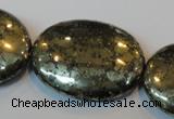 CPY313 15.5 inches 30*40mm oval pyrite gemstone beads wholesale