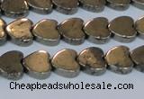 CPY332 15.5 inches 10*10mm heart pyrite gemstone beads