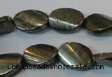 CPY335 15.5 inches 13*18mm twisted oval pyrite gemstone beads