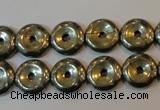 CPY336 15.5 inches 12mm donut pyrite gemstone beads wholesale