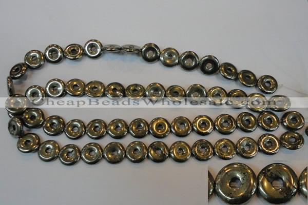 CPY337 15.5 inches 14mm donut pyrite gemstone beads wholesale