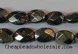 CPY343 15.5 inches 10*14mm faceted oval pyrite gemstone beads wholesale