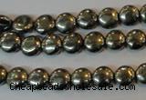 CPY35 16 inches 8mm coin pyrite gemstone beads wholesale