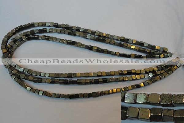 CPY350 15.5 inches 4*4mm cube pyrite gemstone beads wholesale