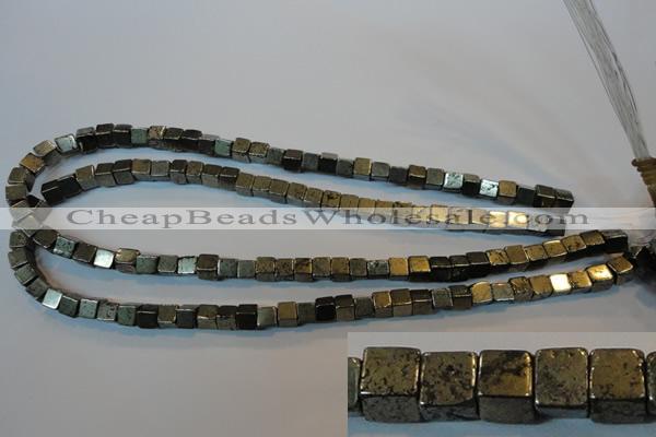 CPY351 15.5 inches 6*6mm cube pyrite gemstone beads wholesale