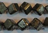 CPY364 15.5 inches 12*12mm faceted cube pyrite gemstone beads