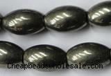 CPY367 15.5 inches 10*16mm rice pyrite gemstone beads wholesale