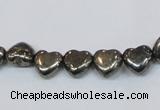 CPY390 Top drilled 8*8mm heart pyrite gemstone beads