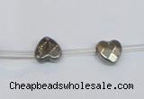 CPY393 Top drilled 8*8mm faceted heart pyrite gemstone beads wholesale