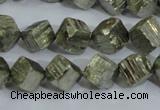 CPY411 15.5 inches 10*10mm faceted cube pyrite gemstone beads