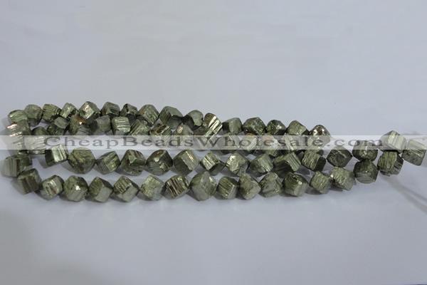 CPY411 15.5 inches 10*10mm faceted cube pyrite gemstone beads