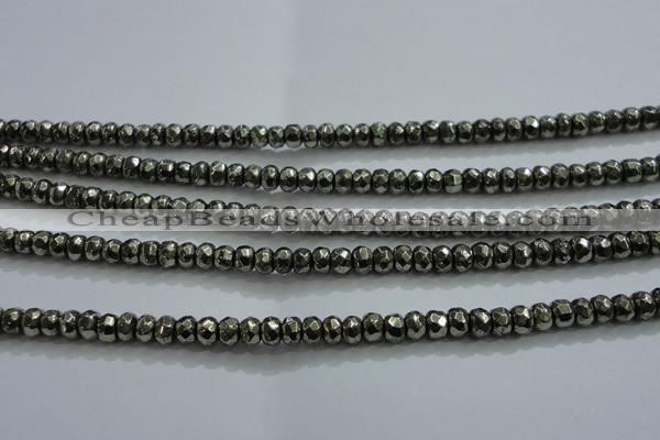 CPY426 15.5 inches 2*3mm faceted rondelle pyrite gemstone beads