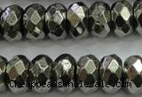 CPY430 15.5 inches 6*10mm faceted rondelle pyrite gemstone beads