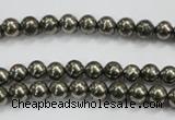 CPY46 16 inches 6mm round pyrite gemstone beads wholesale