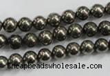 CPY48 16 inches 10mm round pyrite gemstone beads wholesale