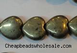 CPY53 16 inches 14*14mm heart pyrite gemstone beads wholesale