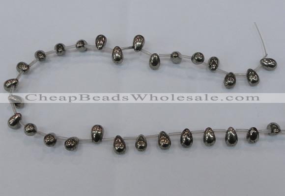 CPY551 Top drilled 8*12mm teardrop pyrite gemstone beads